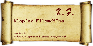 Klopfer Filoména névjegykártya